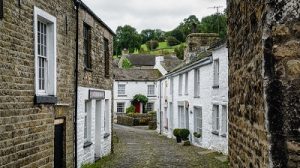 White washed stone houses and cobbled streets.